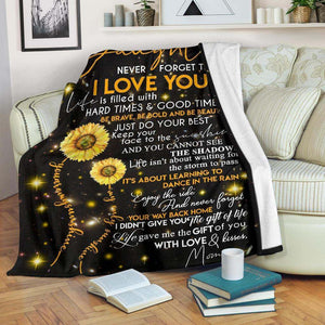 Gift For Daughter Blanket, To My Dear Daughter Sunflower Never Forget That I Love You - Love From Mom 1605630981203.jpg