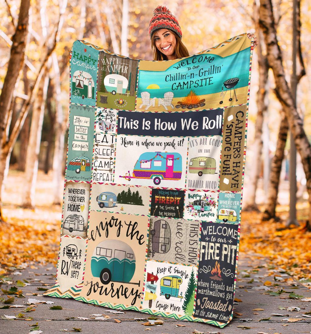 Camping Blanket, Happy Camper Gift For Camping Lover 1605721844605.jpg