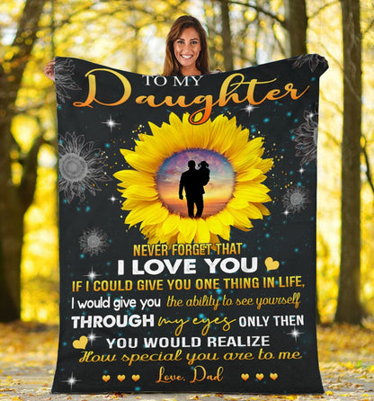 Gift For Daughter Blanket, To my Daughter Sunflower If I Could Give You One Thing In Life 1606073693025.jpg