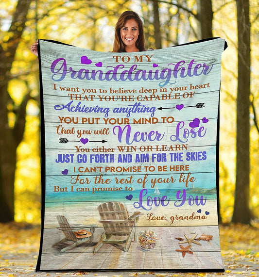 Gift For Granddaughter Blanket, To My Granddaughter I Can Promise To Love You Beach 1606073699754.jpg