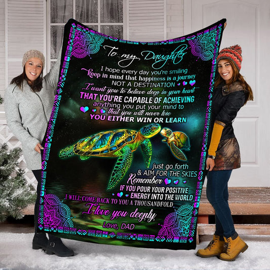 Gift For Daughter Blanket, To My Daughter I Love You Deeply Turtles 1606073700378.jpg