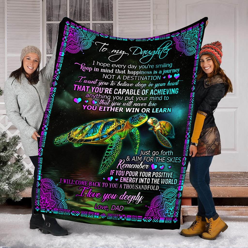 Gift For Daughter Blanket, To My Daughter I Love You Deeply Turtles 1606073700378.jpg
