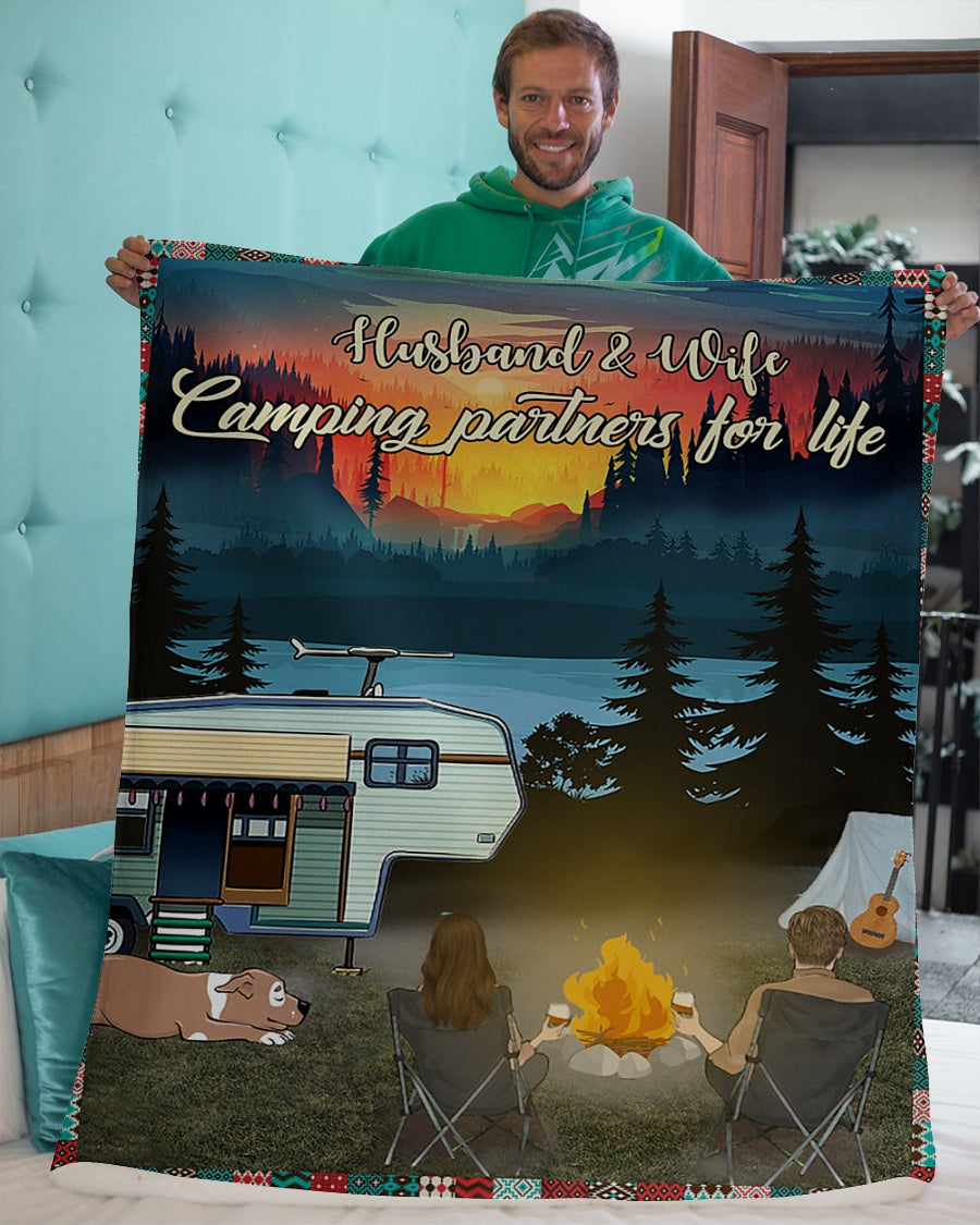Camping Blanket Husband And Wife Partners For Life Fleece Blanket - Quilt Blanket 1606758445183.jpg