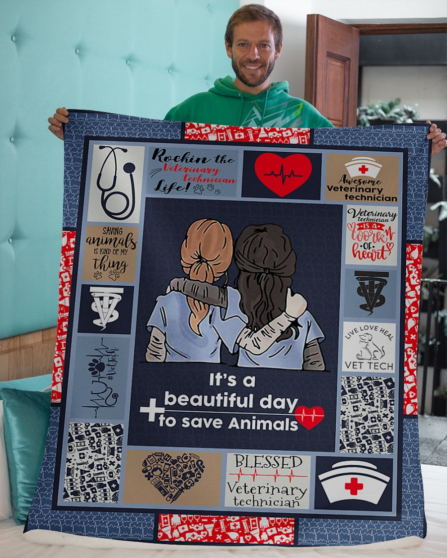 Veterinarian Blanket, Veterinary Tech Save Animals, It's A Beautiful Day To Save Animals 1606758461947.jpg