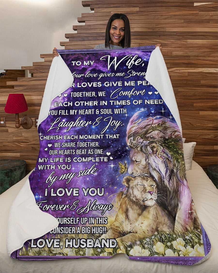 Gift For Wife Blanket, To My Wife Blanket Lion Give Me Peace 1606758462093.jpg