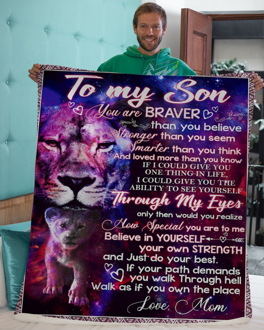 Gift For Son Blanket, To My Son Lion Love Mom 1606758463766.jpg