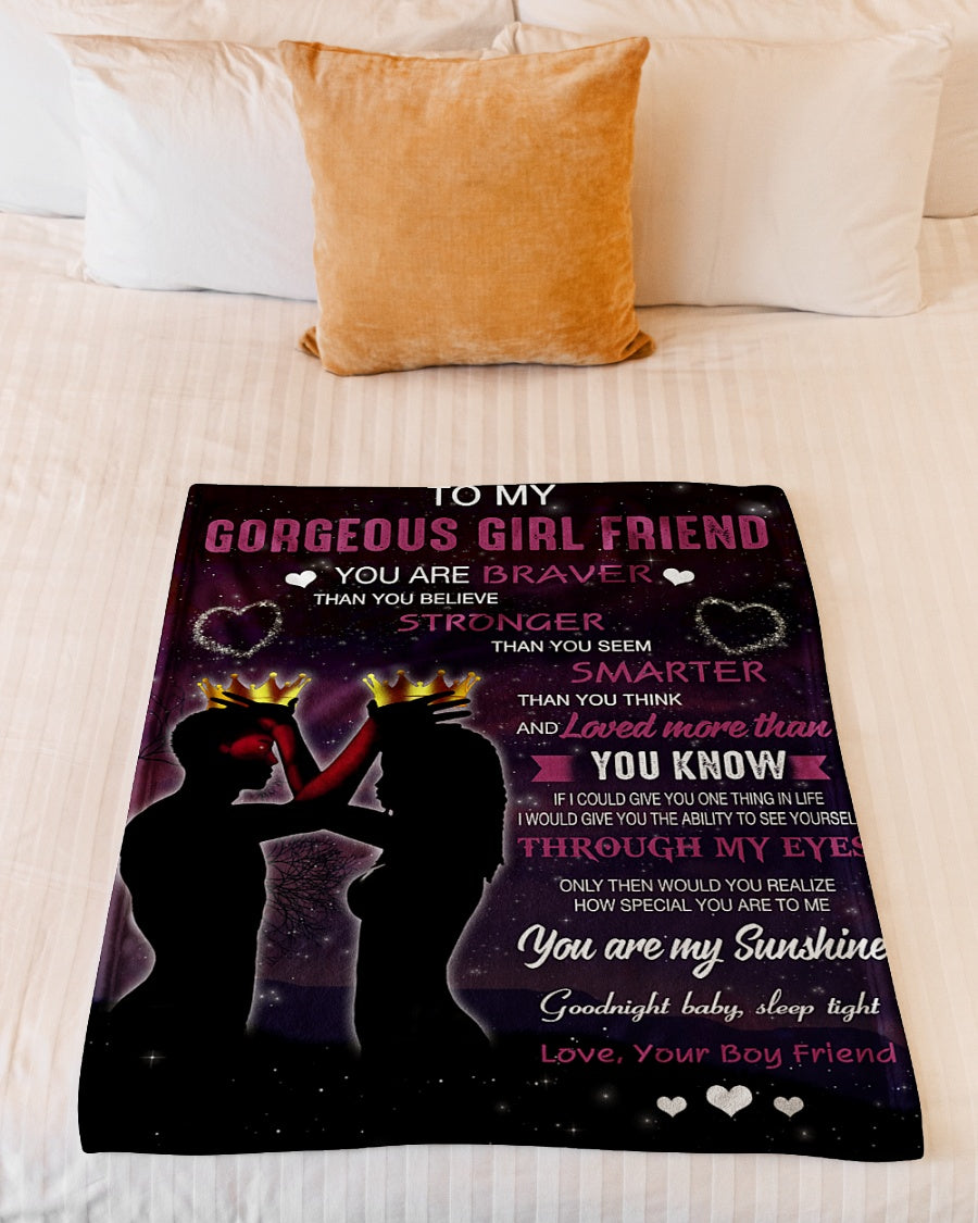 Best Valentine Gift For Girlfriend, Braver Stronger Smarter To My Gorgeous Girl Friend Fleece Blanket - Quilt Blanket 1606760680613.jpg