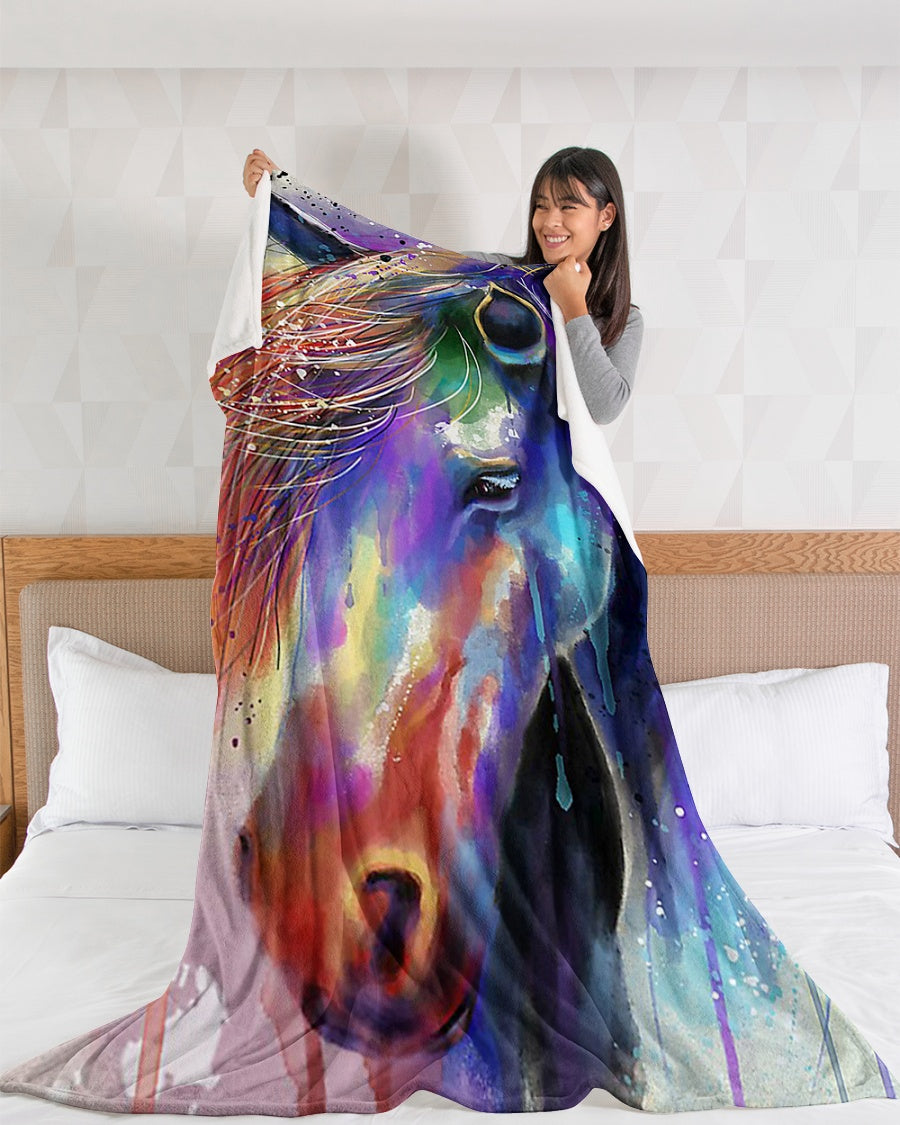 Dog Blanket - Horse Water Color Fleece Blanket - Quilt Blanket 1606842139554.jpg