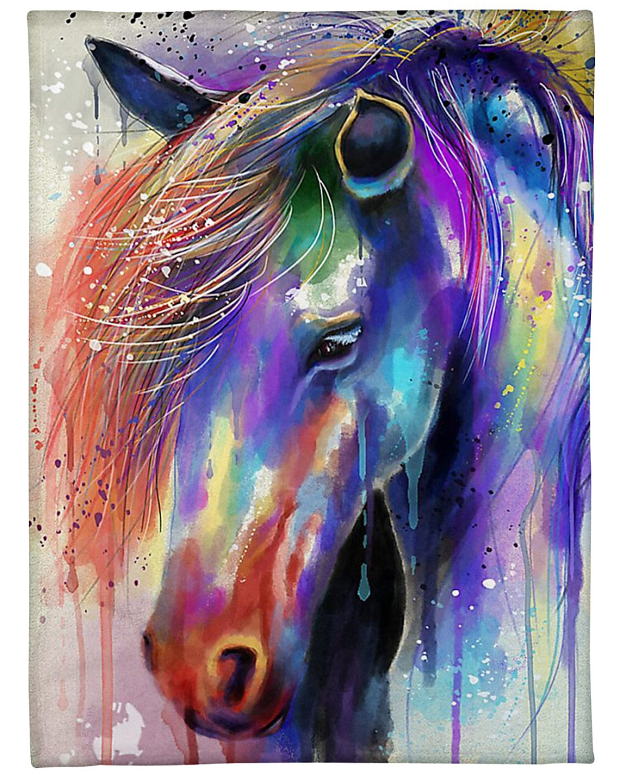 Dog Blanket - Horse Water Color Fleece Blanket - Quilt Blanket 1606842139770.jpg