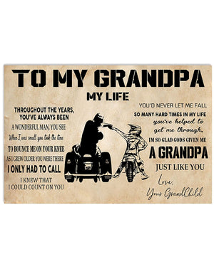 Biker Art, To My Grandpa 3 Wheels Horizontal Canvas - Gift For Grandpa | Wall Decor Visual Art 1606928506074.jpg