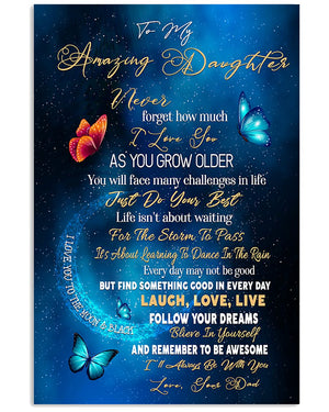 To My Amazing Daughter Butterflies Vertical Canvas - Gift For Daughter | Wall Decor Visual Art 1606929135170.jpg