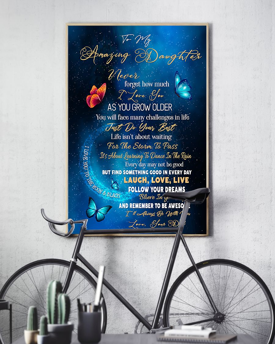 To My Amazing Daughter Butterflies Vertical Canvas - Gift For Daughter | Wall Decor Visual Art 1606929135481.jpg