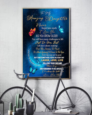 To My Amazing Daughter Butterflies Vertical Canvas - Gift For Daughter | Wall Decor Visual Art 1606929135481.jpg