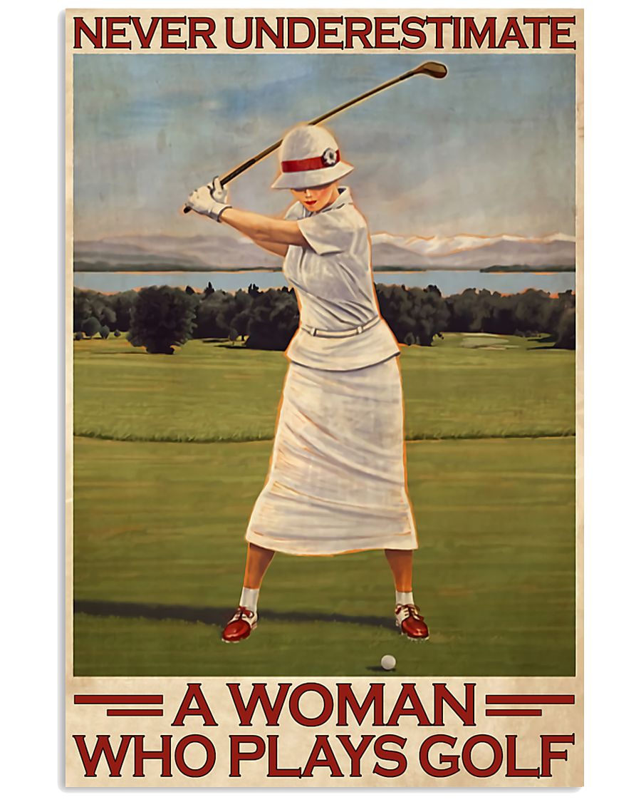 Gift For Golf Lover Canvas Never Underestimate A Woman Who Plays Golf Vertical | Wall Decor Visual Art 1606929205715.jpg