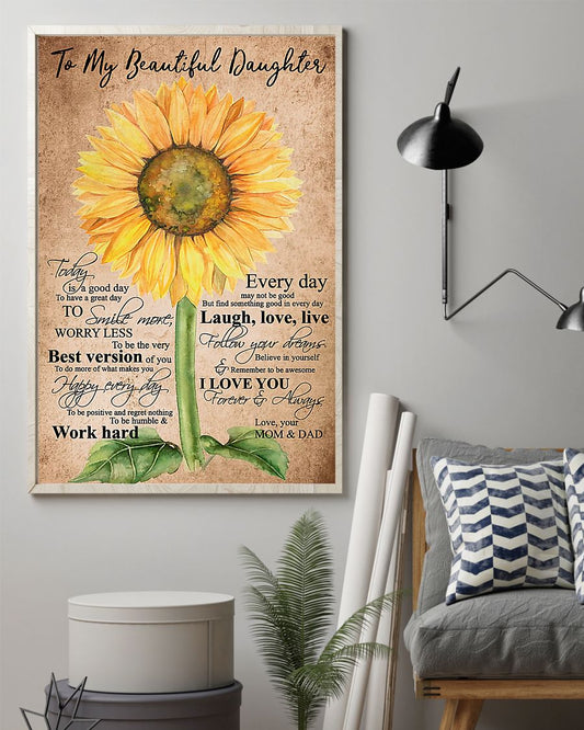 Sunflower To My Beautiful Daughter Vertical Canvas | Wall Decor Visual Art 1606967550632.jpg