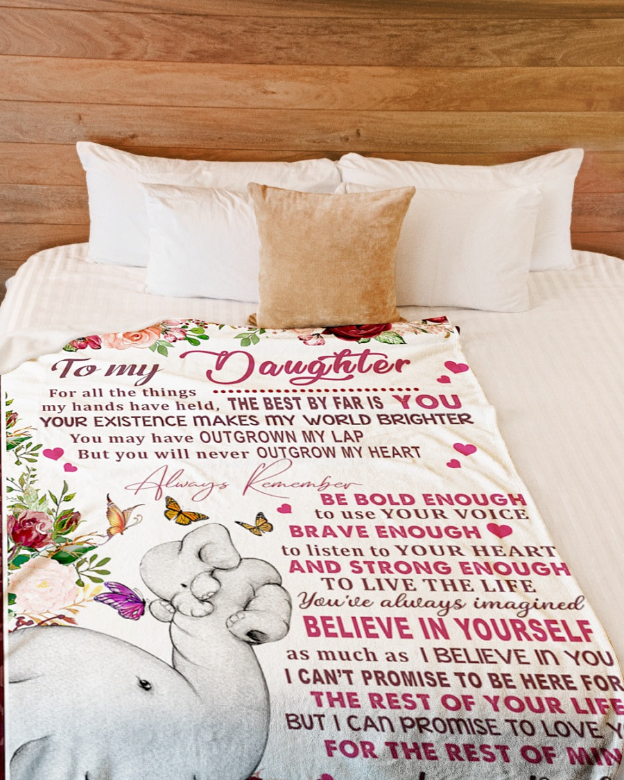 Dad To Daughter Elephant Never Outgrow My Heart Fleece Blanket - Quilt Blanket 1607356915067.jpg