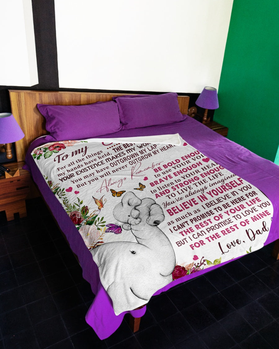Dad To Daughter Elephant Never Outgrow My Heart Fleece Blanket - Quilt Blanket 1607356916087.jpg
