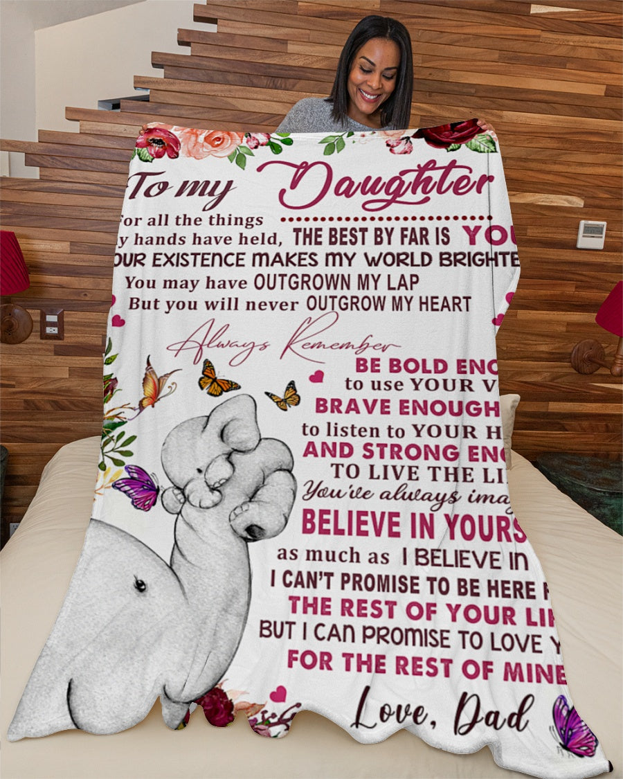 Dad To Daughter Elephant Never Outgrow My Heart Fleece Blanket - Quilt Blanket 1607356916599.jpg