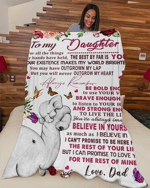 Dad To Daughter Elephant Never Outgrow My Heart Fleece Blanket - Quilt Blanket 1607356916599.jpg