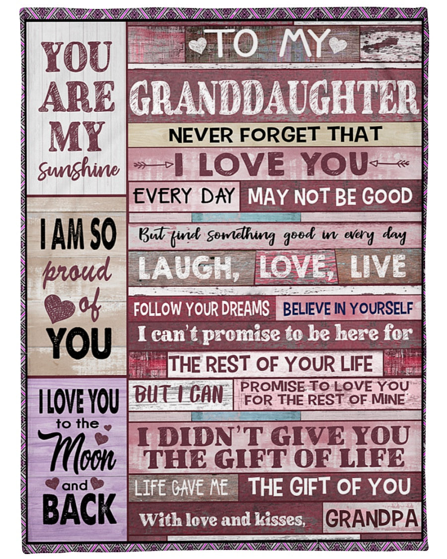 Grandpa To Granddaughter Pink You Are My Sunshine Fleece Blanket - Quilt Blanket 1607356923588.jpg