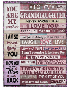 Grandpa To Granddaughter Pink You Are My Sunshine Fleece Blanket - Quilt Blanket 1607356923588.jpg