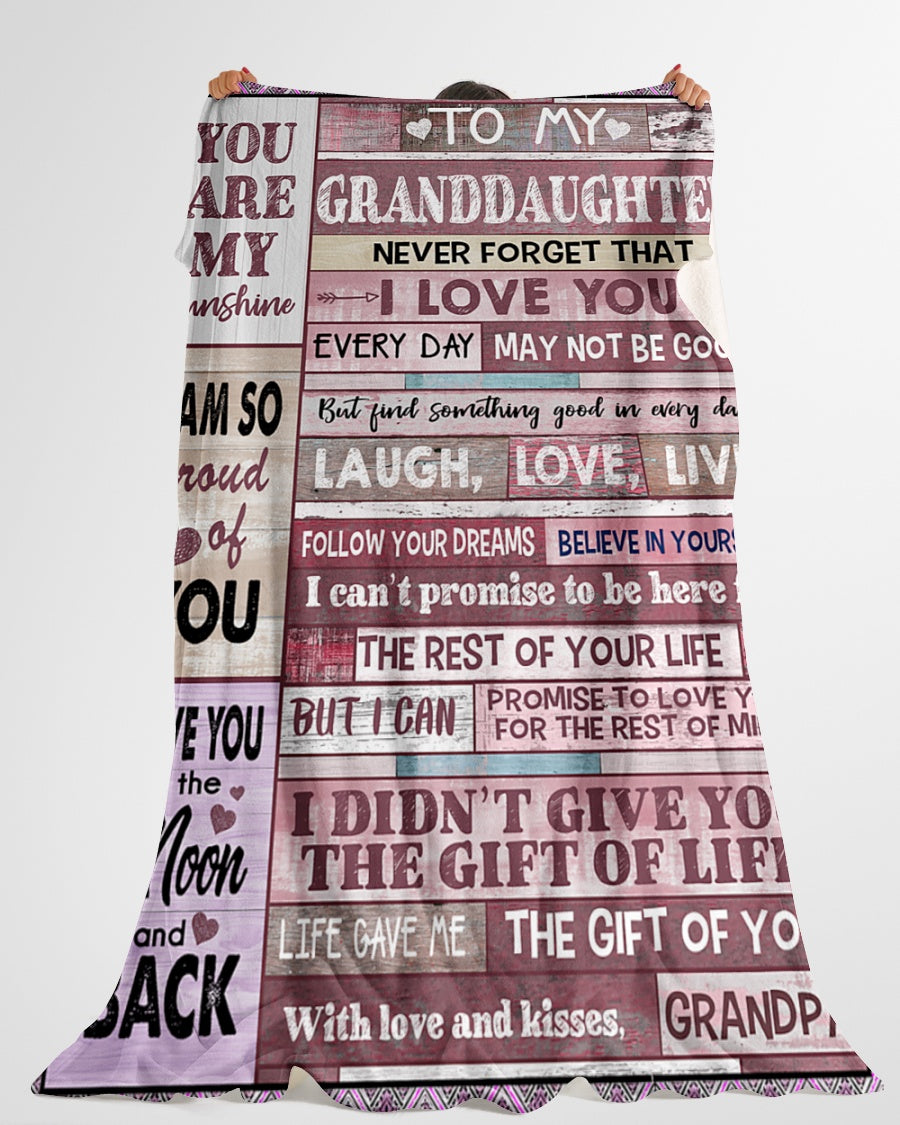 Grandpa To Granddaughter Pink You Are My Sunshine Fleece Blanket - Quilt Blanket 1607356924397.jpg