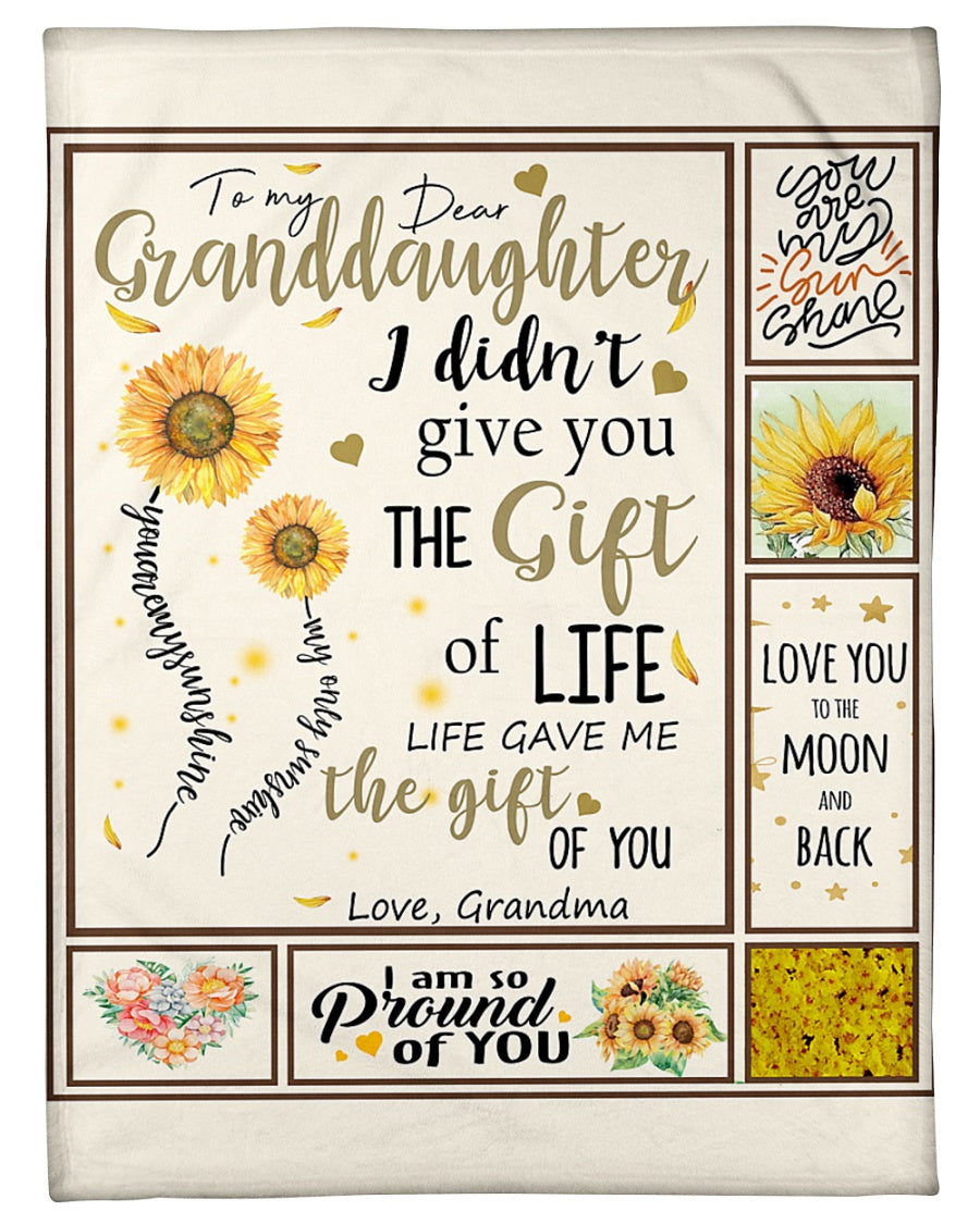 Grandma To Granddaughter Gift Of You Sunflower Fleece Blanket - Quilt Blanket 1607356932381.jpg