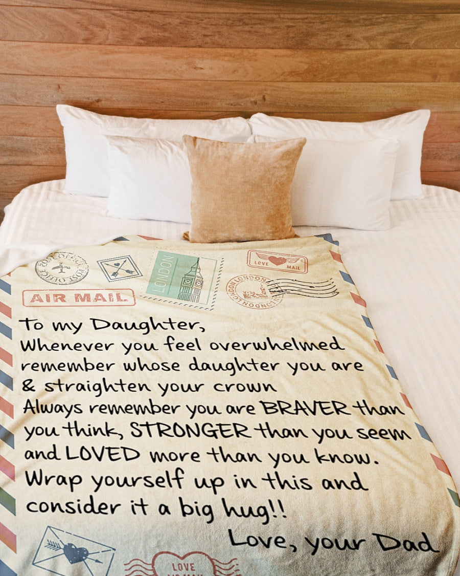 Gift For Daughter Blanket, Dad To Daughter Love Letter Fleece Blanket 1607356933090.jpg