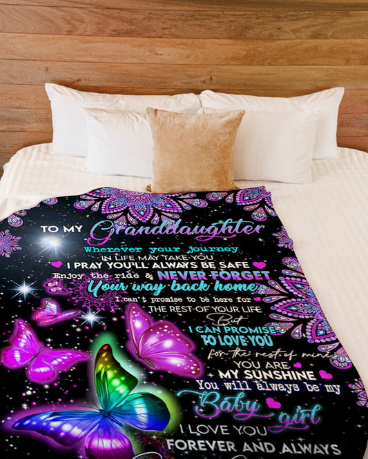 Grandma To Granddaughter Are My Sunshine Butterfly Fleece Blanket - Quilt Blanket 1607356937392.jpg