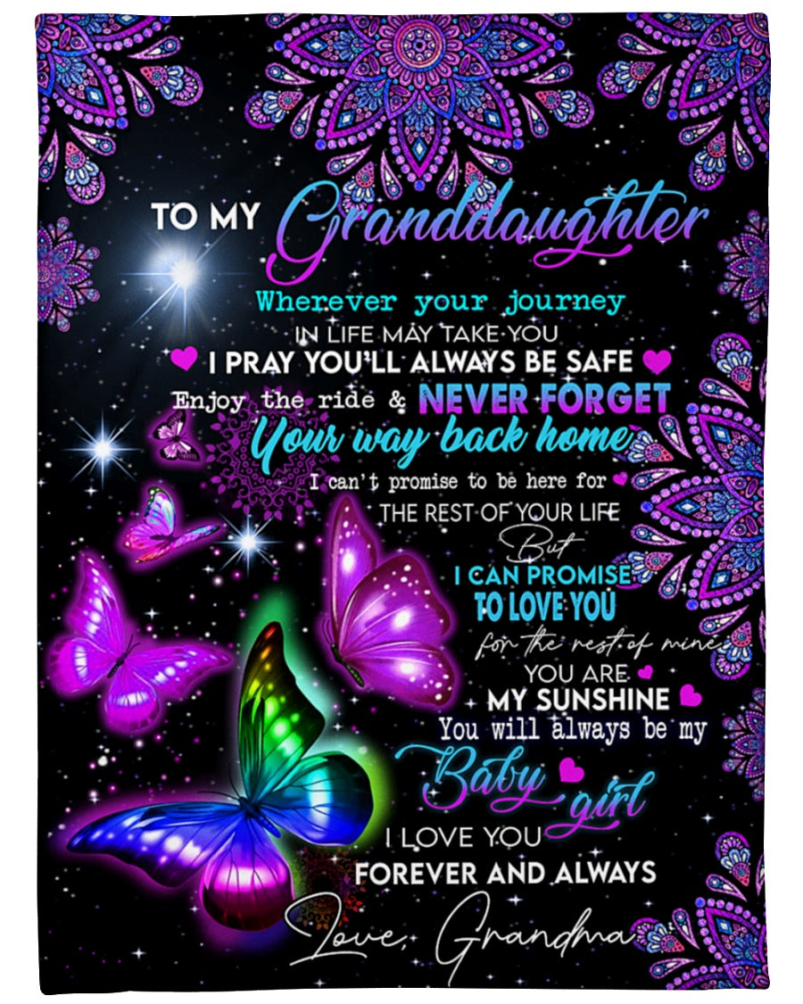 Grandma To Granddaughter Are My Sunshine Butterfly Fleece Blanket - Quilt Blanket 1607356937860.jpg