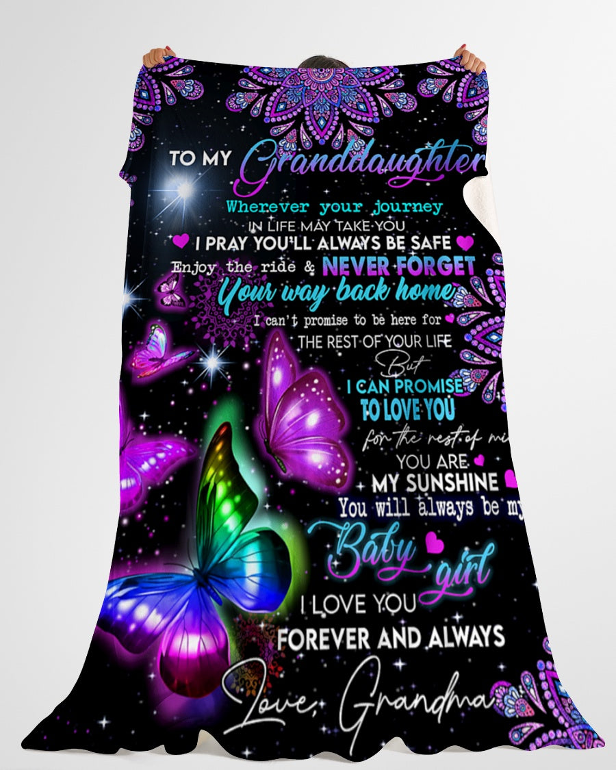 Grandma To Granddaughter Are My Sunshine Butterfly Fleece Blanket - Quilt Blanket 1607356938566.jpg