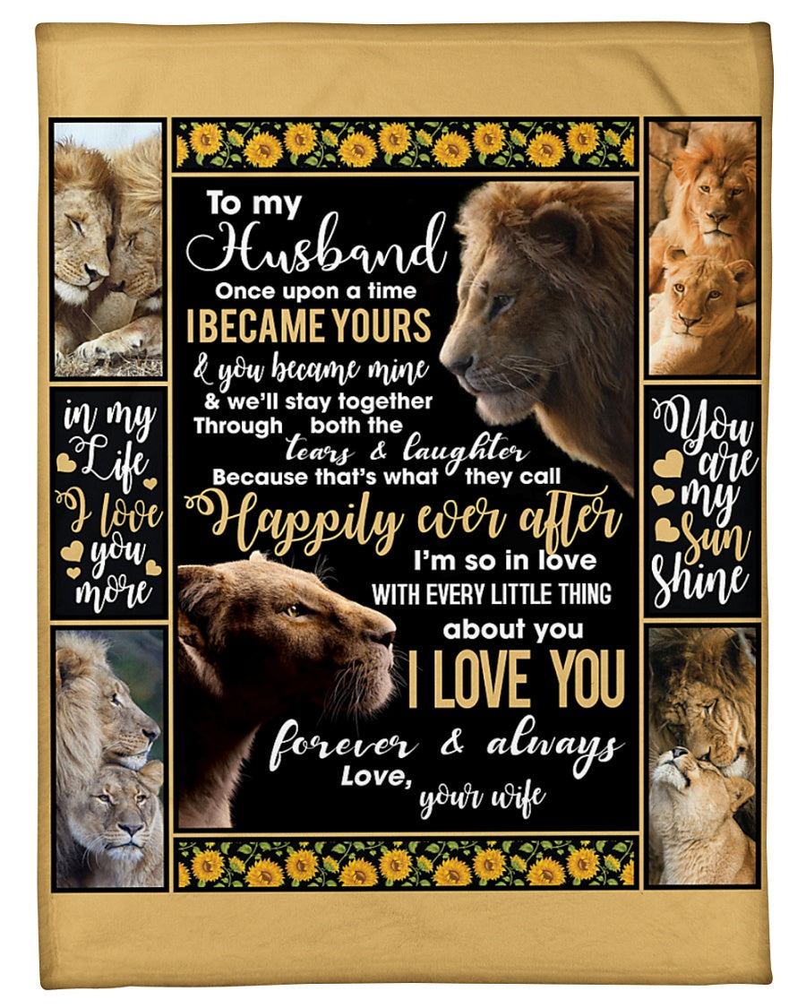 Best Valentine Gift For Husband Blanket, Wife To Husband You Are My Sunshine Lion Fleece Blanket 1607356940234.jpg