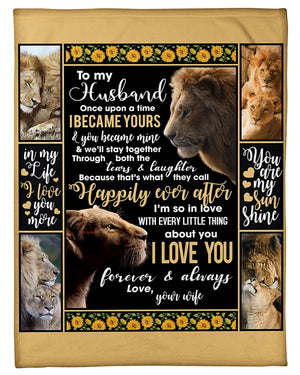 Best Valentine Gift For Husband Blanket, Wife To Husband You Are My Sunshine Lion Fleece Blanket 1607356940234.jpg