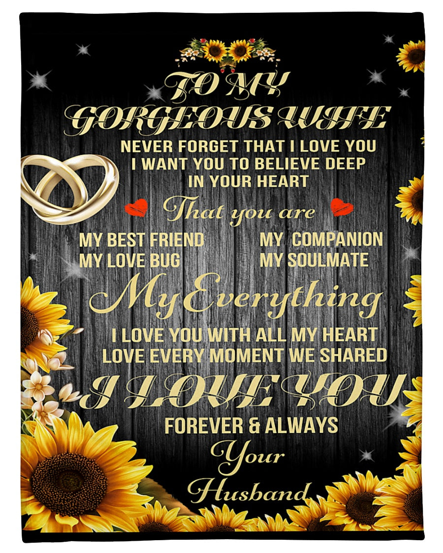 Gift For Wife Blanket, To Wife You Are My Everything Sunflower Fleece Blanket 1607356940772.jpg