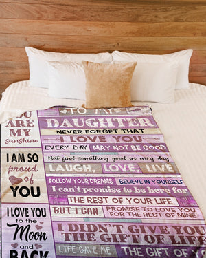 Gift For Daughter Blanket, From Mom To Daughter Pink You Are My Sunshine Fleece Blanket 1607356945372.jpg