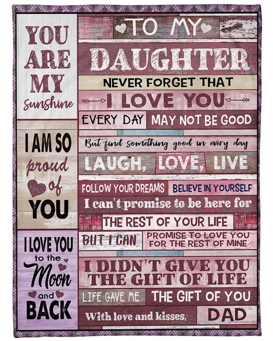 Dad To Daughter Pink You Are My Sunshine Fleece Blanket - Quilt Blanket 1607356956748.jpg