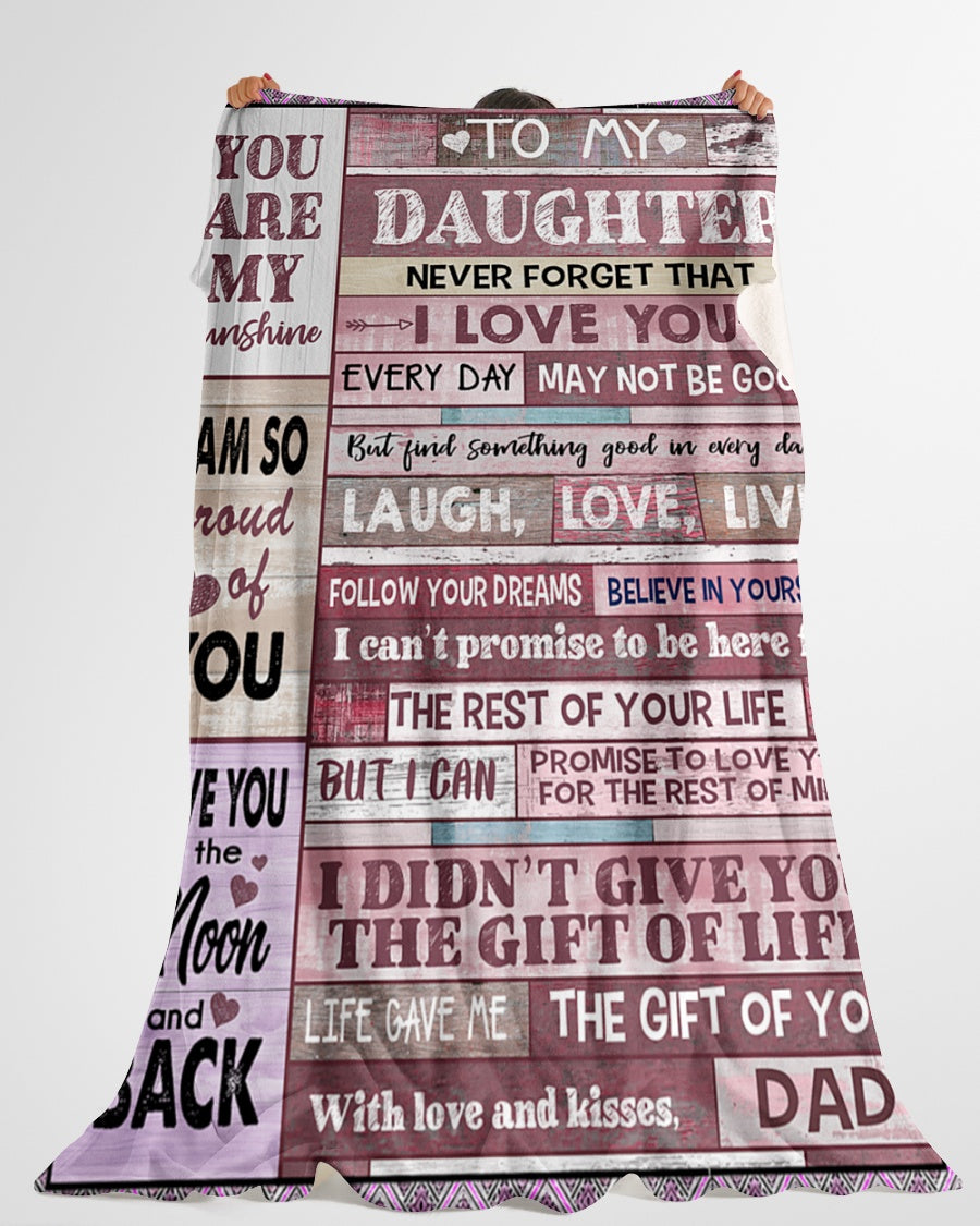 Dad To Daughter Pink You Are My Sunshine Fleece Blanket - Quilt Blanket 1607356960584.jpg