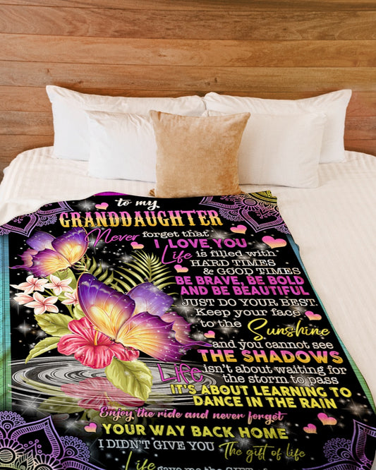 Grandma To Granddaughter Butterfly Be Brave Bold Fleece Blanket - Quilt Blanket 1607356967072.jpg