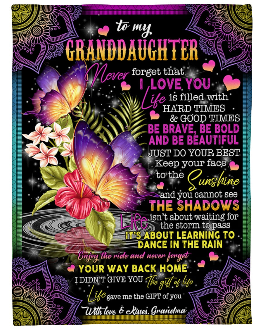 Grandma To Granddaughter Butterfly Be Brave Bold Fleece Blanket - Quilt Blanket 1607356967908.jpg