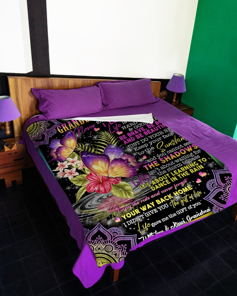 Grandma To Granddaughter Butterfly Be Brave Bold Fleece Blanket - Quilt Blanket 1607356969777.jpg