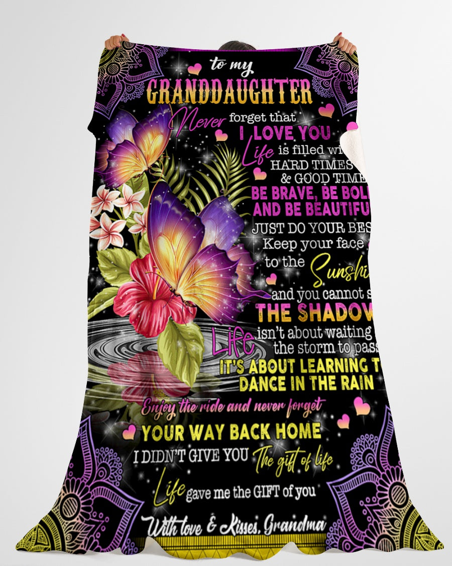 Grandma To Granddaughter Butterfly Be Brave Bold Fleece Blanket - Quilt Blanket 1607356971696.jpg