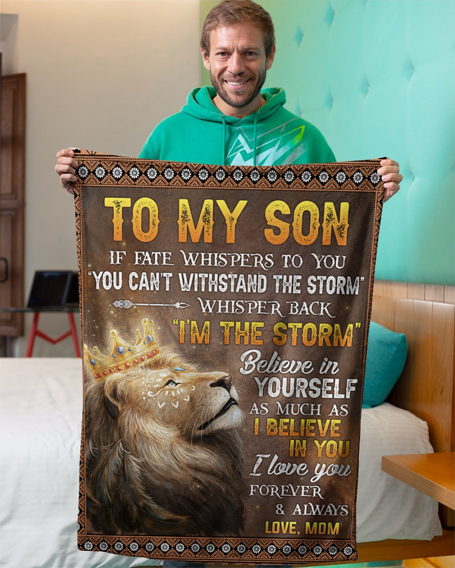 Gift For Son Blanket, If Fate Whispers To U Lion Mom To Son Fleece Blanket 1607357200802.jpg
