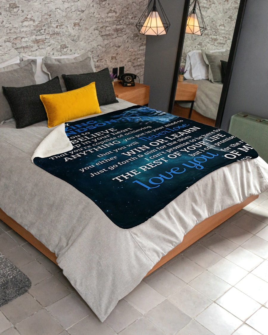 Gift For Grandson Blanket, Lion To My Amazing Grandson I Want You To Believe Deep In Your Heart - Love From Grandma 1607357205054.jpg