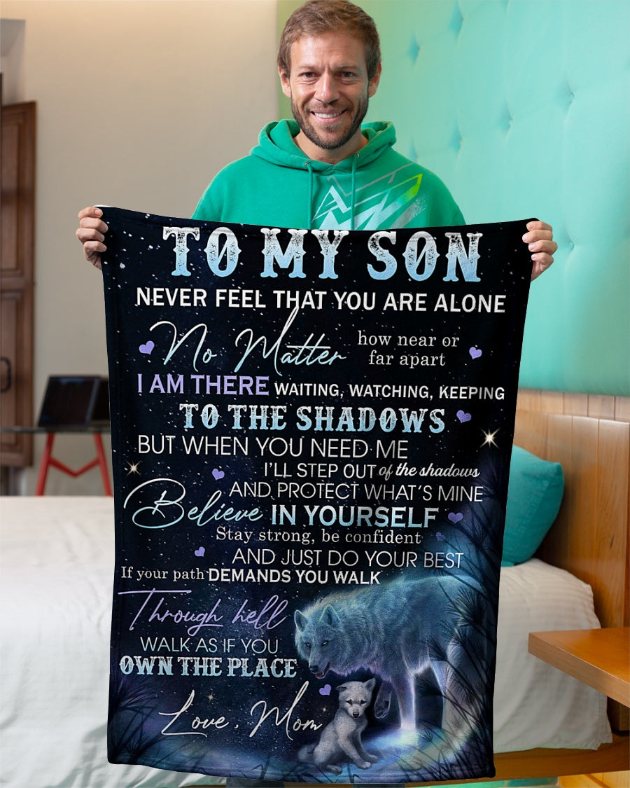 Gift For Son Blanket, To My Son Never Feel That U Are Alone Night Wolf - Gift From Mom 1607357207669.jpg