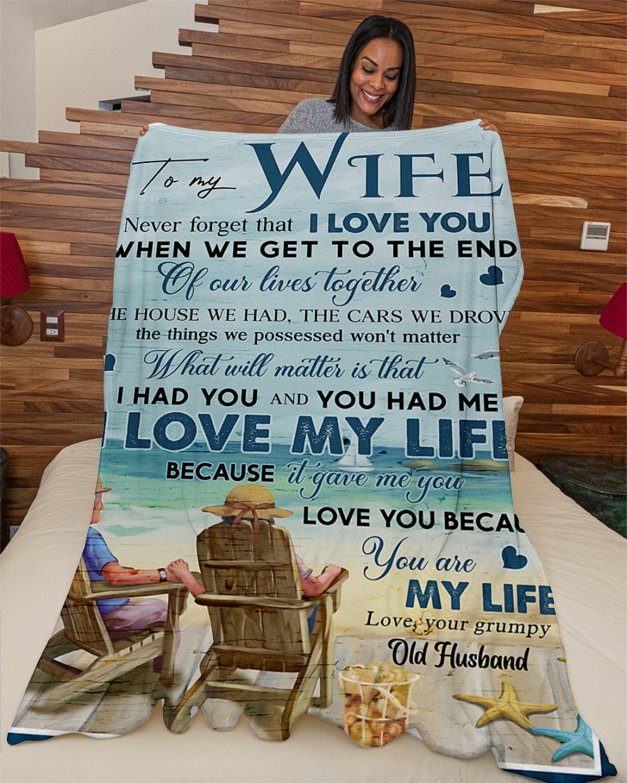 Gift For Wife Blanket, Never Forget That I Love U Old Husband To Wife Fleece Blanket 1607357208351.jpg