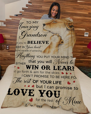 Gift For Son Blanket, Lion To My Amazing Grandson I Can Promise To Love You 1607357214136.jpg