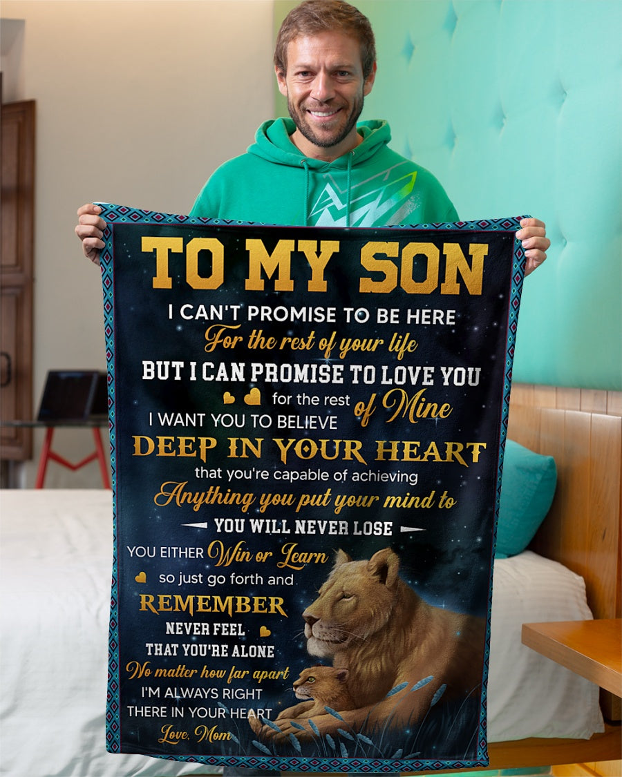 Gift For Son Blanket, To My Son Lion I'm Always Right There In Your Heart - Love From Mom 1607357245675.jpg