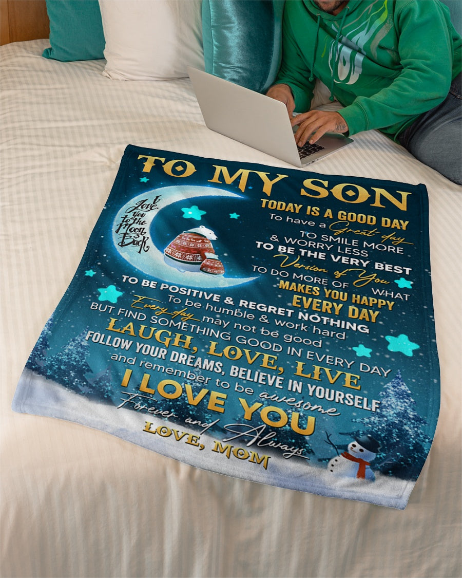 Gift For Son Blanket, Mama Bear To My Son Today Is A Good Day - Love From Mom 1607357259031.jpg