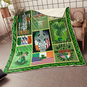 American Grown With Irish Roots Fleece Blanket - Quilt Blanket | St Patrick's Day Gifts 1607882310692.jpg