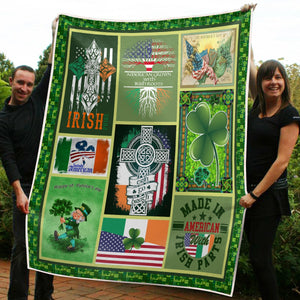 American Grown With Irish Roots Fleece Blanket - Quilt Blanket | St Patrick's Day Gifts 1607882311808.jpg